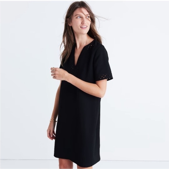 Madewell Ballad Tunic Dress Black Short Sleeve Mini Dress Size 6 - Picture 1 of 7